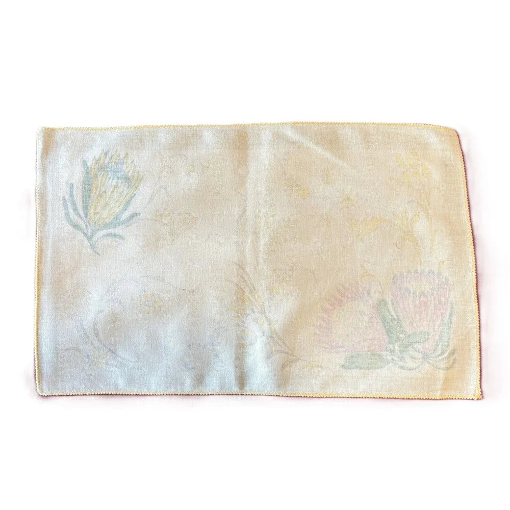 6 Vintage MCM Placemats Yellow with African Flowers